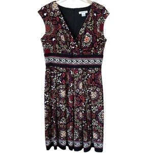 Liz Claiborne multicolored dress sz 14 soft pleats  on top of skirt